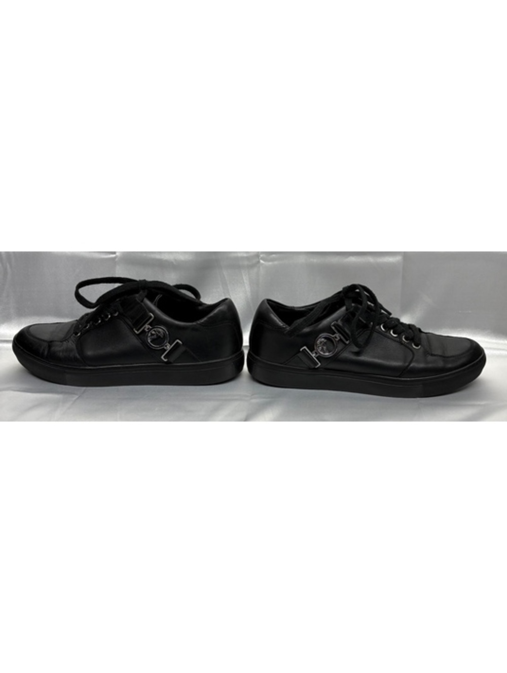 Versace Collection Men's Black Leather Medusa Buckle Sneakers Size 8 See Details